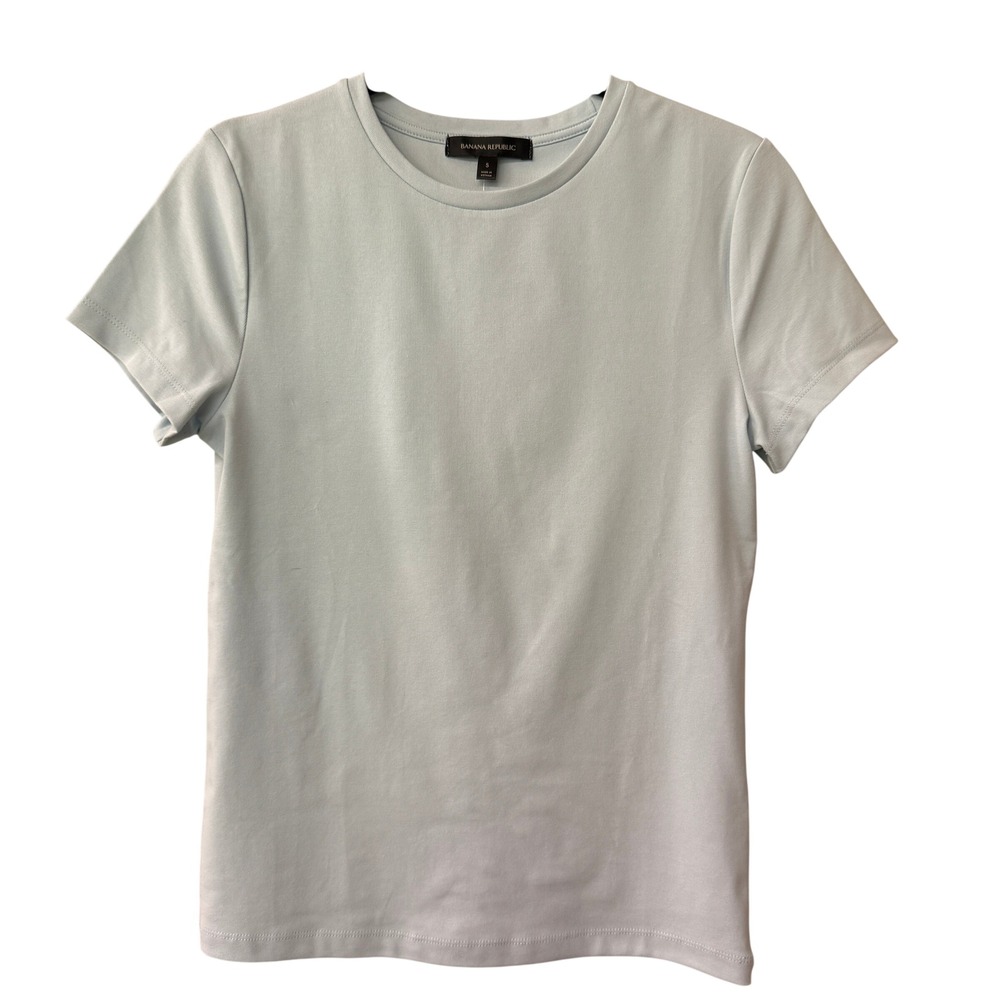 Banana Republic Womens Refined Baby T-Shirt Size Small Shell Blue Short Sleeve